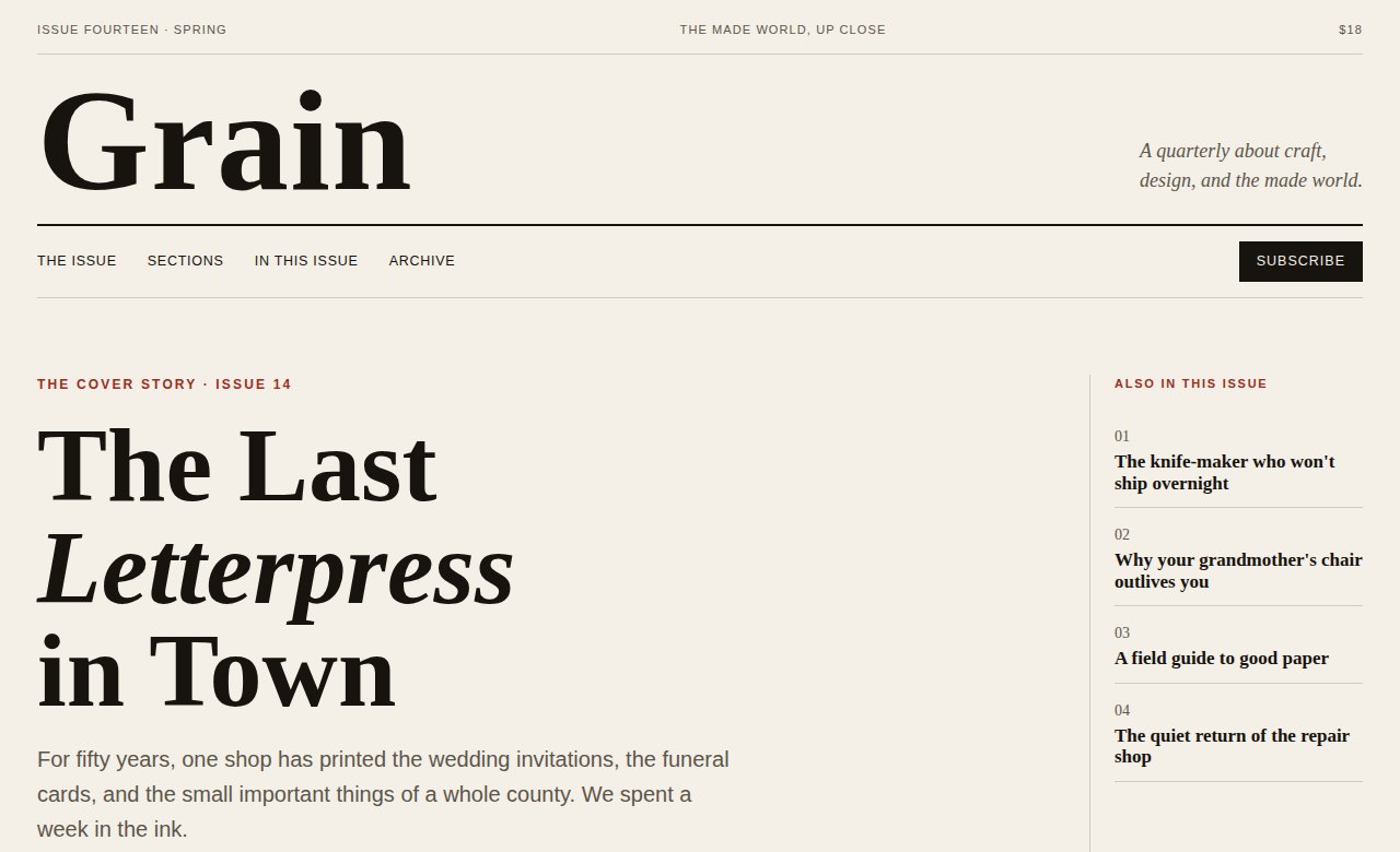 Grain concept homepage