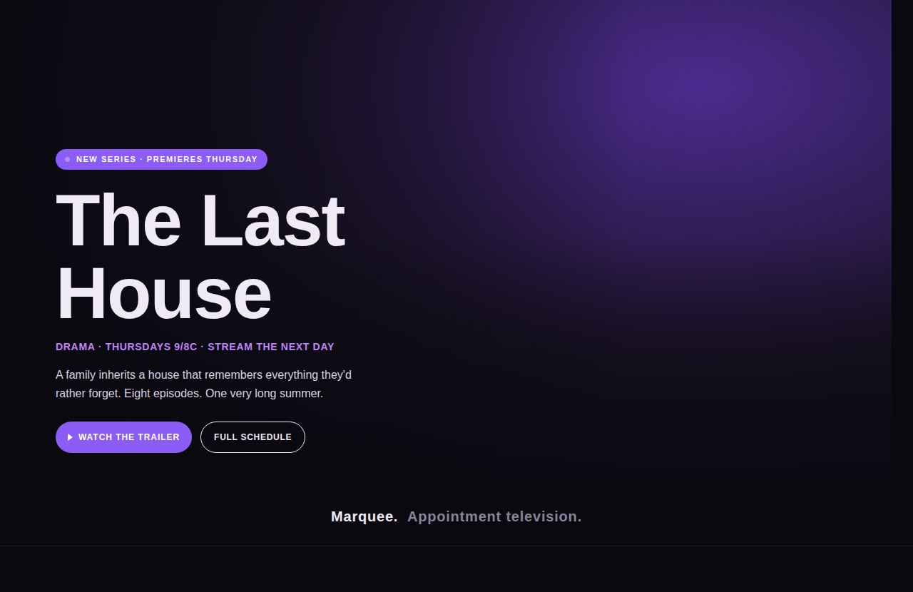 Marquee concept homepage