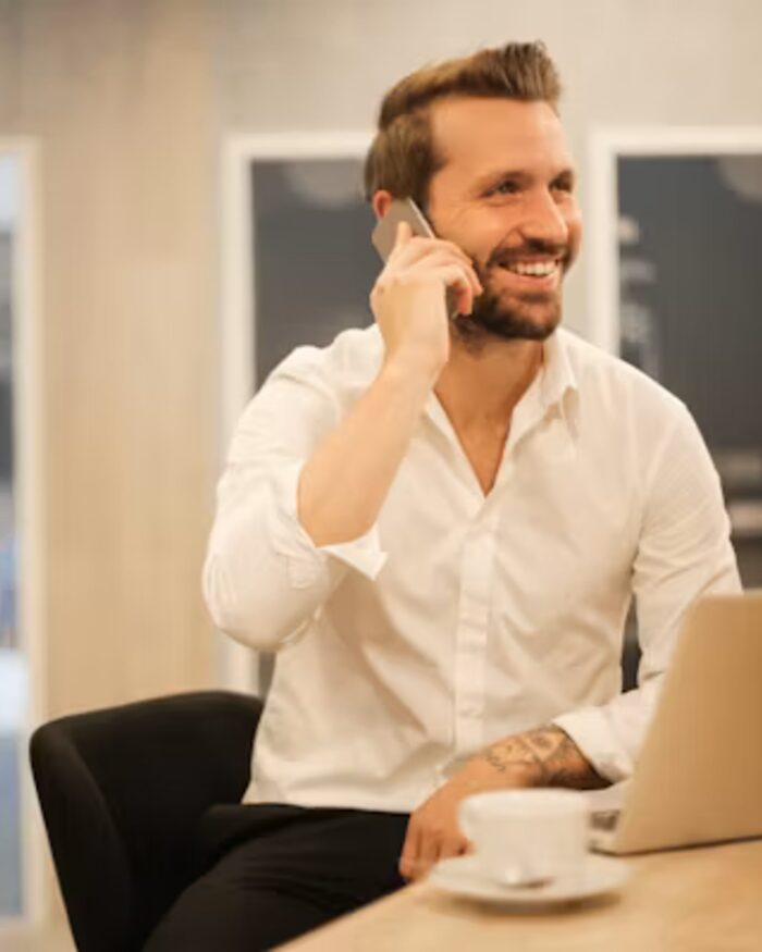 A consultant, mid-conversation