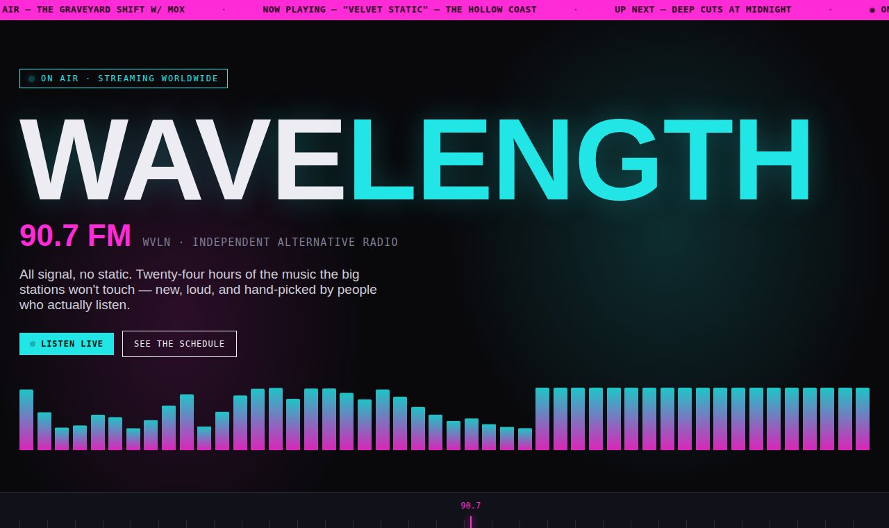WVLN Wavelength concept homepage