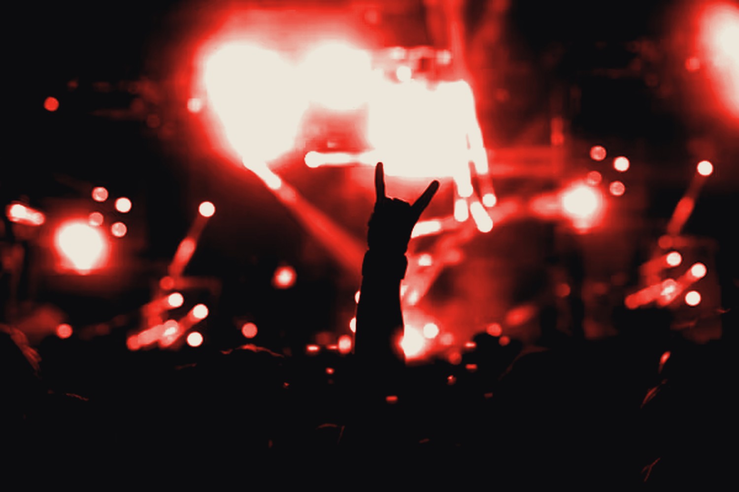 Younger Kings live, a wall of red stage light over the crowd