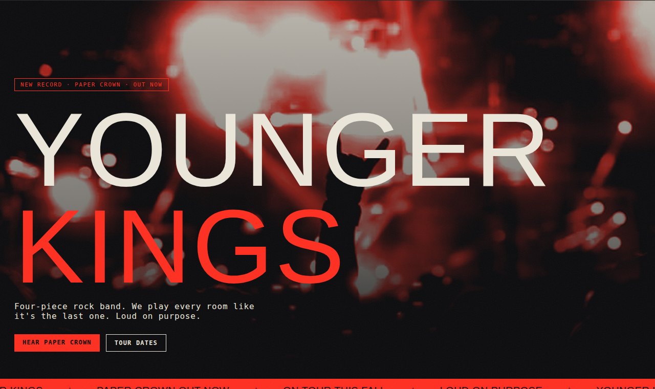 Younger Kings concept homepage